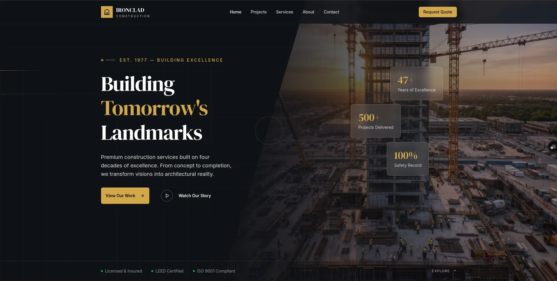 Construction company website design
