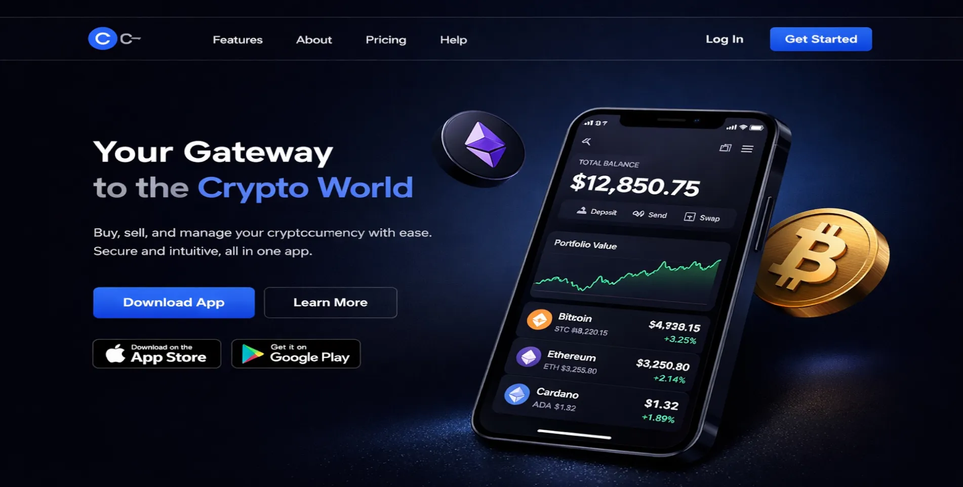 Cryptocurrency app design