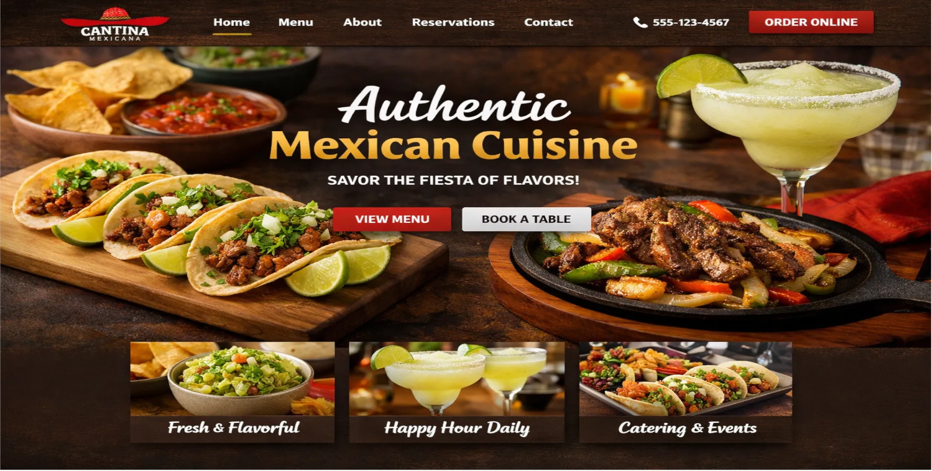 Mexican restaurant website design
